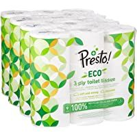 Marca Amazon - Presto! Papel higiénico de 3 capas ECO - 36 (4x9) rollos (200 hojas x rollo)
